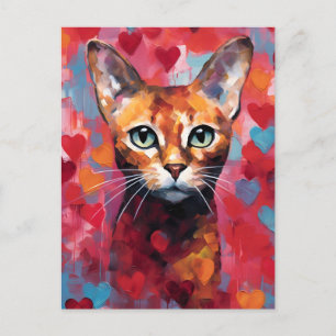 Abyssinian cat Valentine's day  Postcard