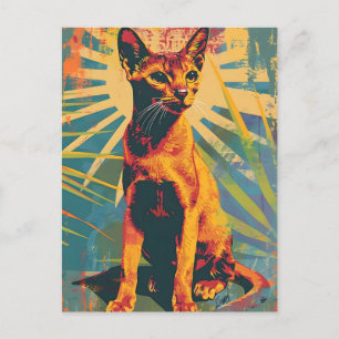 Abyssinian Cat Vintage Art Postcard