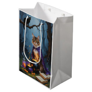 Abyssinian Cat  Whimsical Halloween Painting  Medium Gift Bag