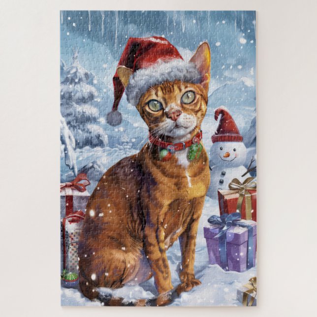 Abyssinian Cat Winter Wonderland Christmas Joy  Jigsaw Puzzle (Vertical)