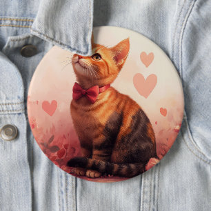 Abyssinian Cat with Roses - Valentine's Day 6 Cm Round Badge