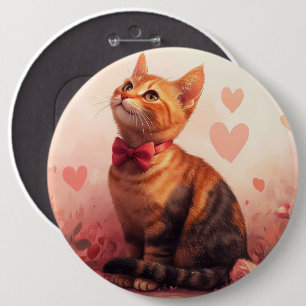 Abyssinian Cat with Roses - Valentine's Day  6 Cm Round Badge