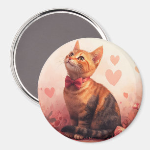 Abyssinian Cat with Roses - Valentine's Day Magnet