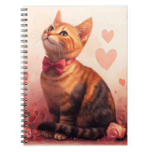 Abyssinian Cat with Roses - Valentine's Day Notebook