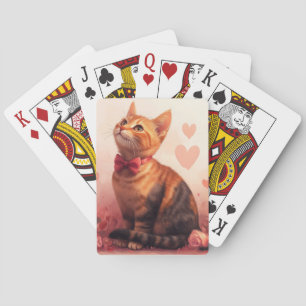 Abyssinian Cat with Roses - Valentine's Day  Playing Cards