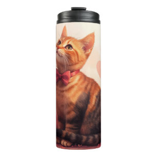 Abyssinian Cat with Roses - Valentine's Day  Thermal Tumbler