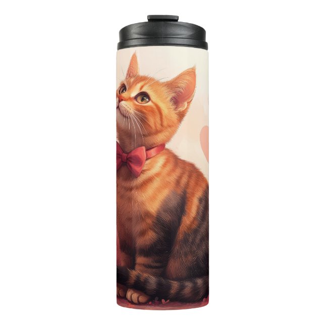 Abyssinian Cat with Roses - Valentine's Day  Thermal Tumbler (Front)