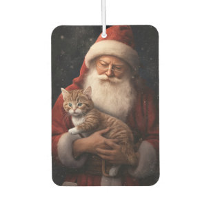 Abyssinian Cat with Santa Claus Festive Christmas Car Air Freshener