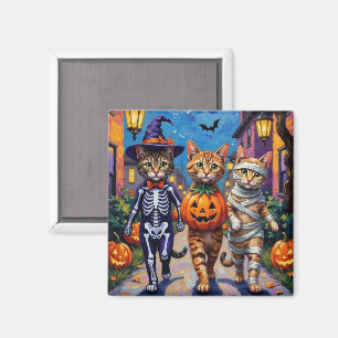 Abyssinian Cats Trick-or-Treating in Halloween Cos Magnet