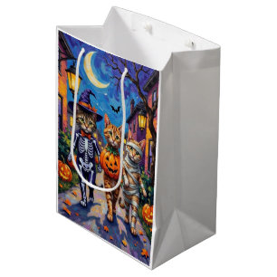 Abyssinian Cats Trick-or-Treating in Halloween Cos Medium Gift Bag