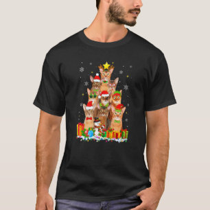Abyssinian Christmas Tree Reindeer Cat  Decoration T-Shirt