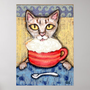 Abyssinian Drinking Coffee Poster
