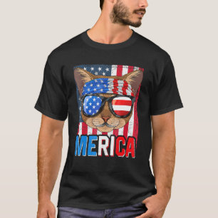 Abyssinian Merica 4th Of July Cat American Meowica T-Shirt