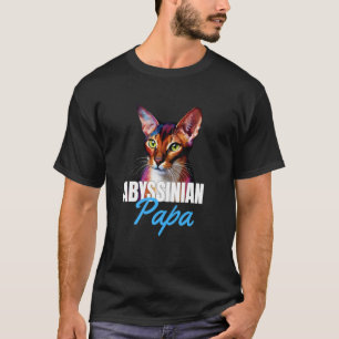 Abyssinian Papa Colourful Cute Cat Owner Boy Pet L T-Shirt