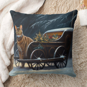 Abyssinian Snowy Sleigh Ride Christmas Decor Cushion
