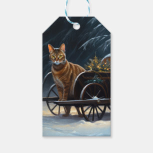 Abyssinian Snowy Sleigh Ride Christmas Decor Gift Tags