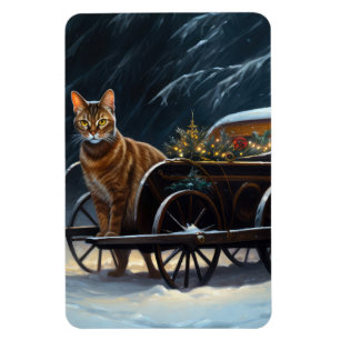 Abyssinian Snowy Sleigh Ride Christmas Decor Magnet