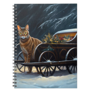 Abyssinian Snowy Sleigh Ride Christmas Decor Notebook