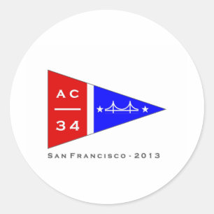 AC34 Burgee Print Classic Round Sticker