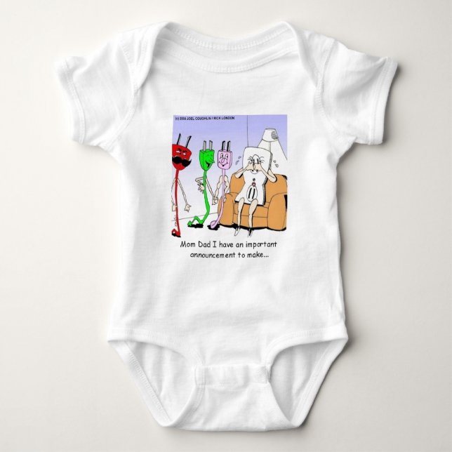 AC/DC Wiring Funny Relationship Gay/Lesbian Gifts Baby Bodysuit (Front)