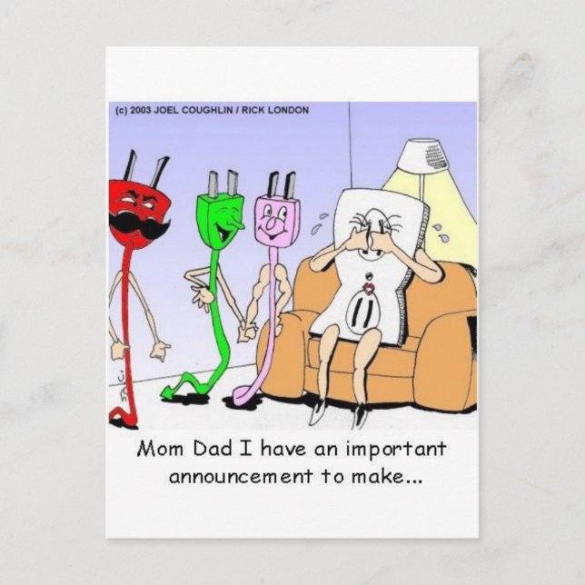 AC/DC Wiring Funny Relationship Gay/Lesbian Gifts Postcard (Front)