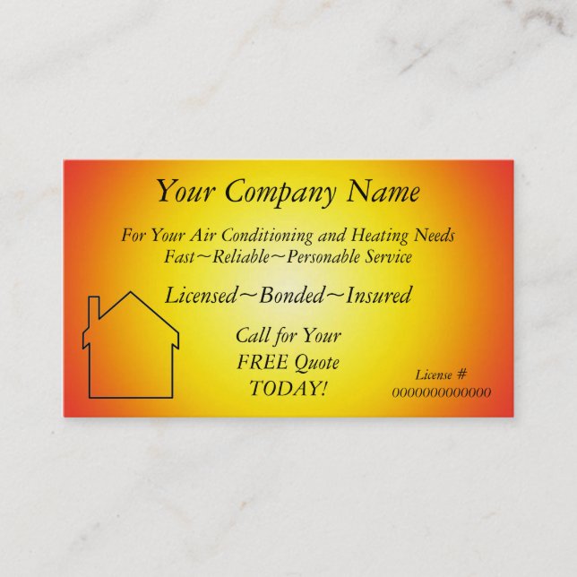 AC/Heating/Solar~Appliance Contractor Bus. Card (Front)