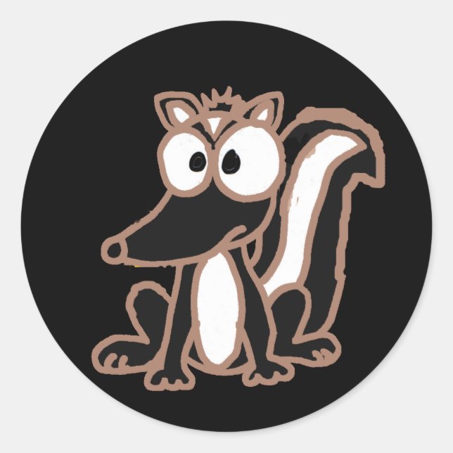 AC- Silly Skunk Cartoon Classic Round Sticker (Front)