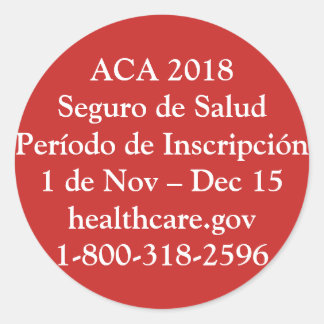 ACA Período de Inscripción - Resistencia Roja Classic Round Sticker