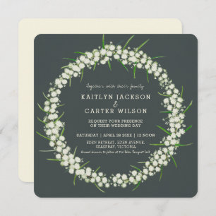 Acacia light wattle flower wreath art wedding invitation