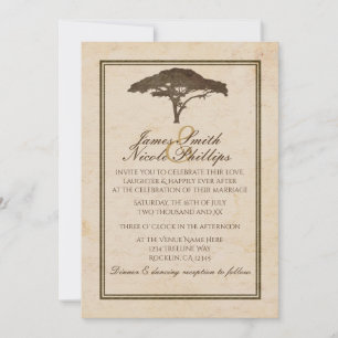 Acacia Tree African Safari Vintage Wedding Invitation