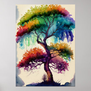 Acacia Tree Watercolor Art Poster