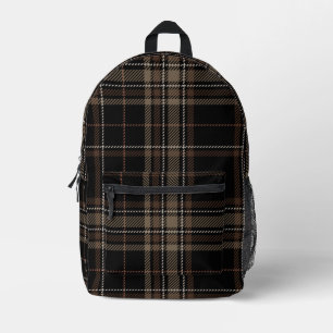 Academia Black Plaid Printed Backpack