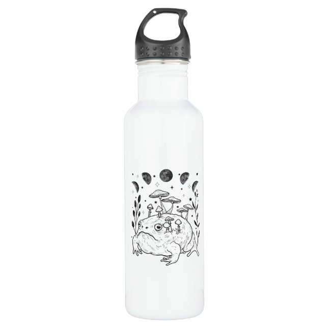 Academia Moon Witchy Goblincore Aesthetic Frog 710 Ml Water Bottle (Front)