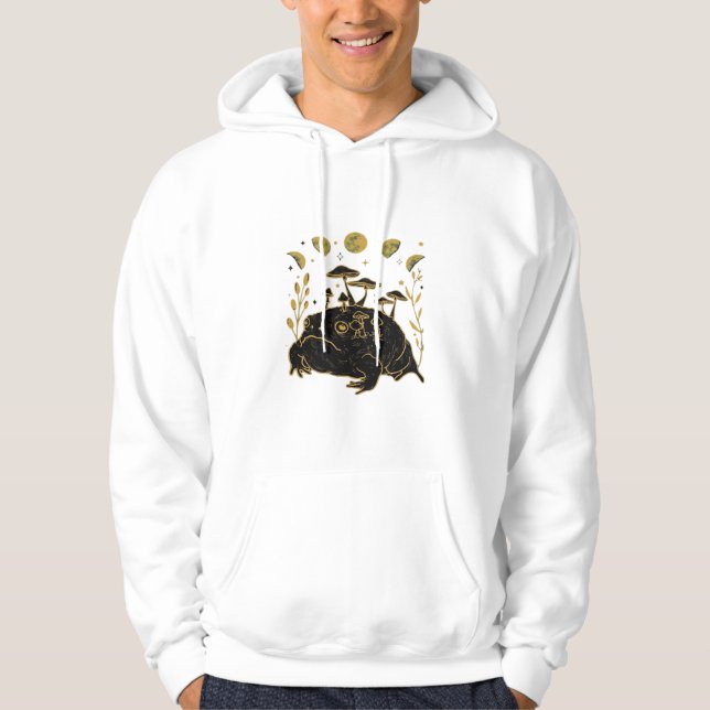 Academia Moon Witchy Goblincore Aesthetic Frog Cla Hoodie (Front)