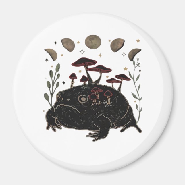Academia Moon Witchy Goblincore Aesthetic Frog Cla Magnet (Front)