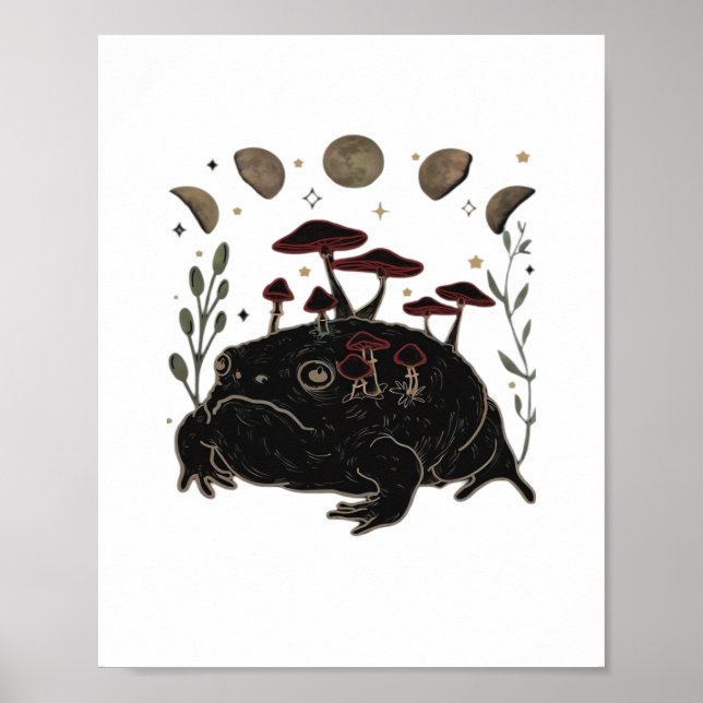Academia Moon Witchy Goblincore Aesthetic Frog Cla Poster (Front)