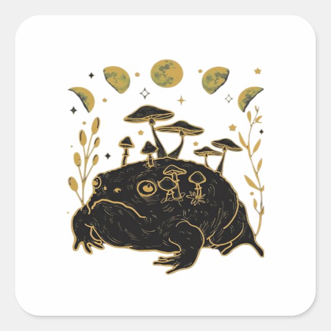 Academia Moon Witchy Goblincore Aesthetic Frog Cla Square Sticker (Front)