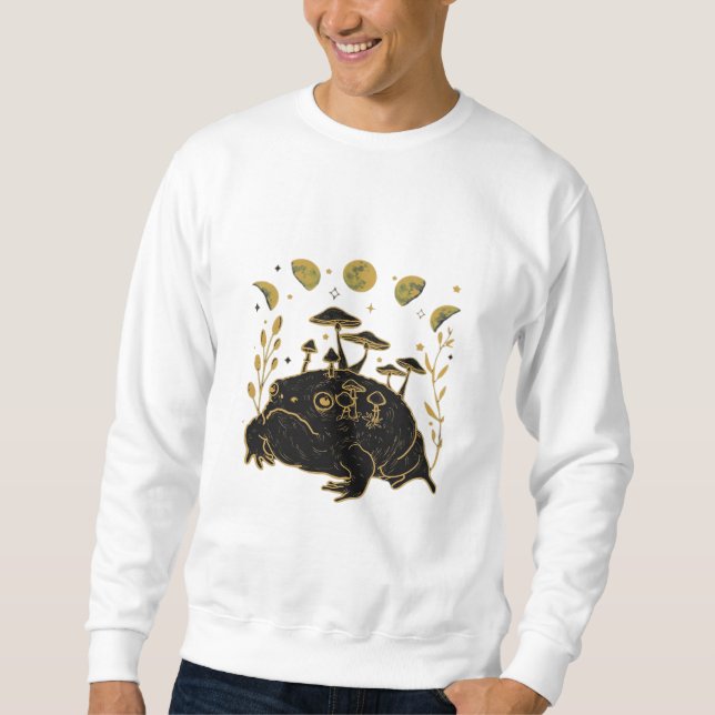 Academia Moon Witchy Goblincore Aesthetic Frog Cla Sweatshirt (Front)