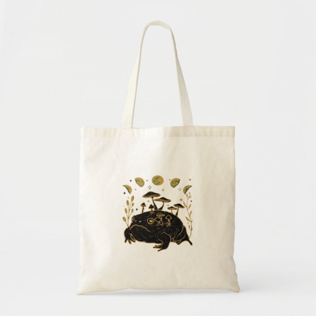 Academia Moon Witchy Goblincore Aesthetic Frog Cla Tote Bag (Front)