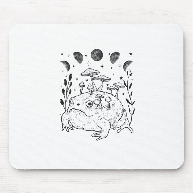 Academia Moon Witchy Goblincore Aesthetic Frog Mouse Pad (Front)
