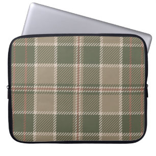 Academia Taupe and Green Tartan Laptop Sleeve