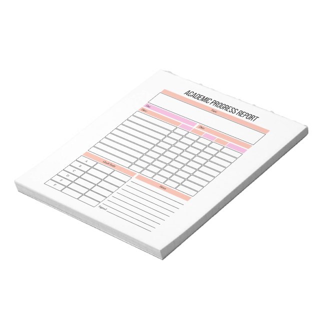 Academic Progress Report Planner Notepad (Rotated)
