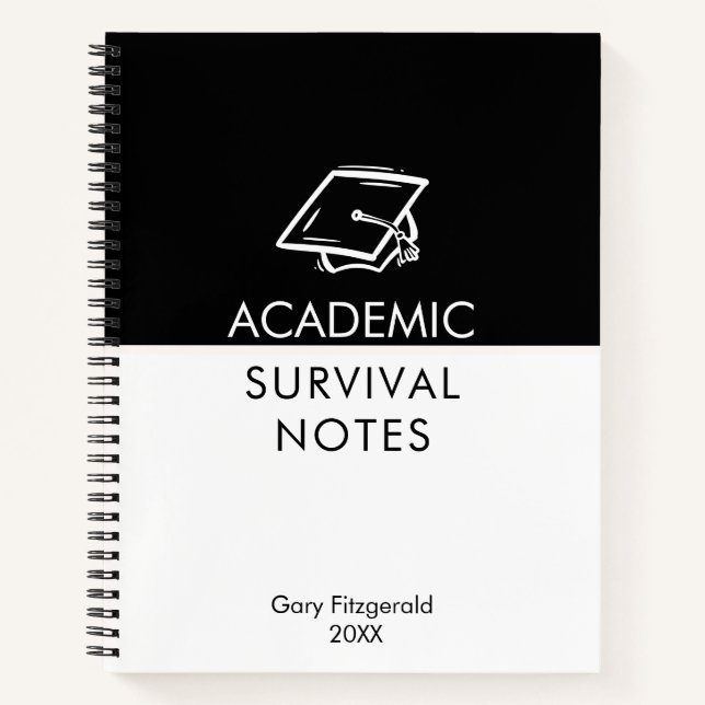 Academic Survival Notes – Funny Student Study Note Notebook (Front)