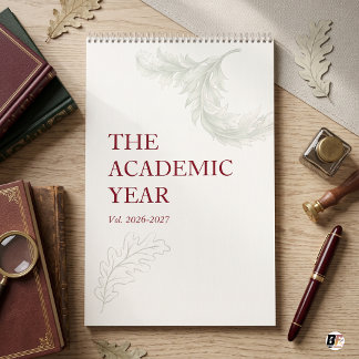 Academic Year Classic Typography Burgundy Calendar