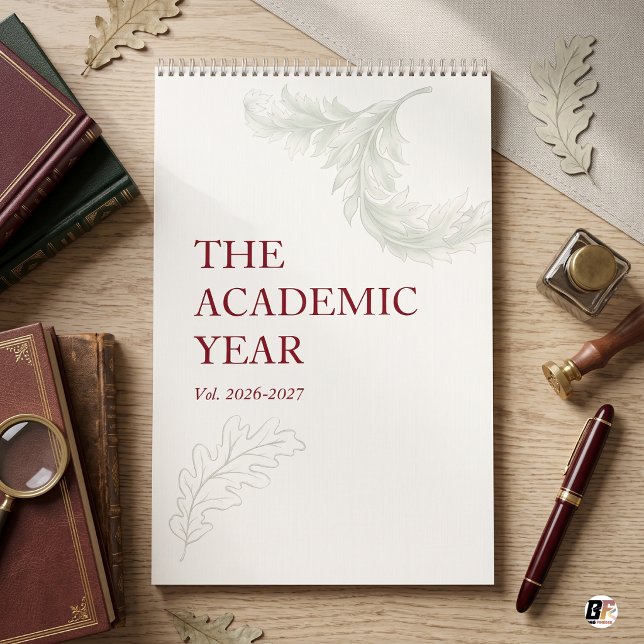 Academic Year Classic Typography Burgundy Calendar (Creator Uploaded)