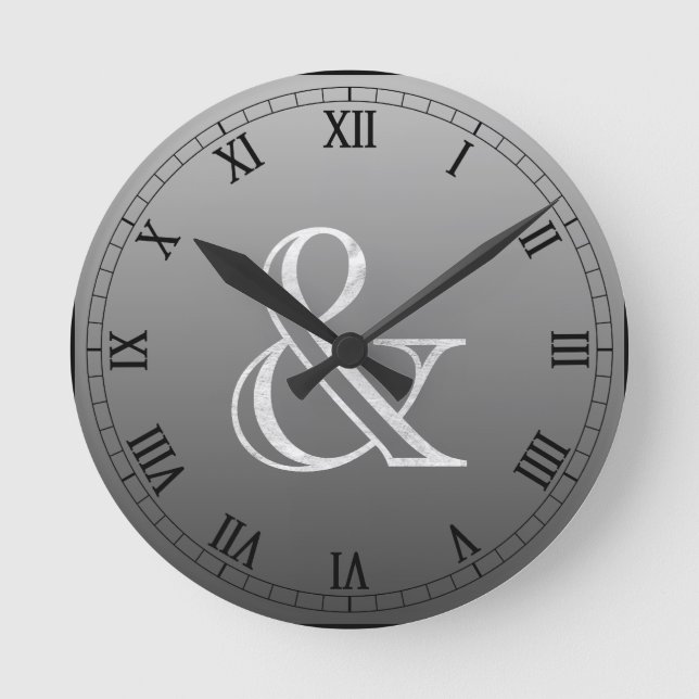 Academy Engraved Ampersand White Round Clock (Front)