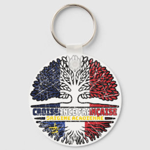 Acadia Acadian French France Tree Roots Flag Key Ring