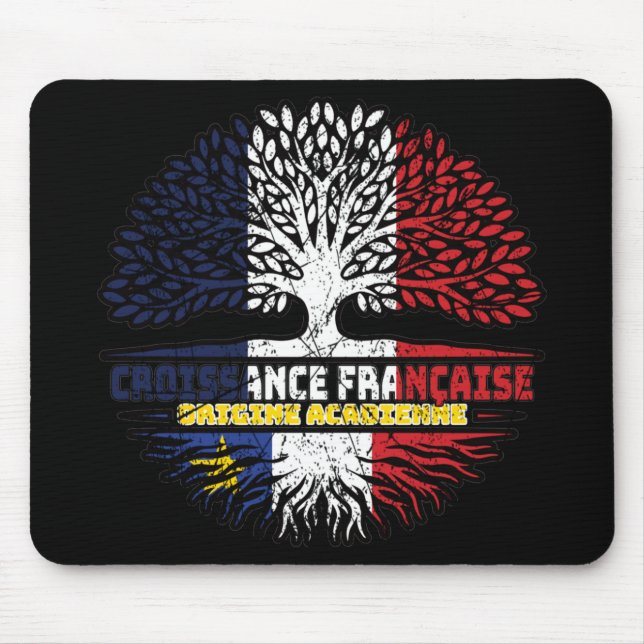 Acadia Acadian French France Tree Roots Flag Mouse Pad (Front)