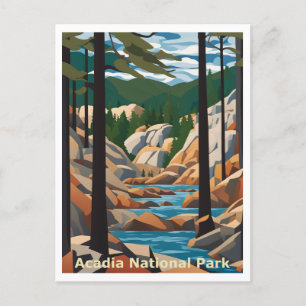 Acadia Maine Abstract Graphic Art Design  Postcard
