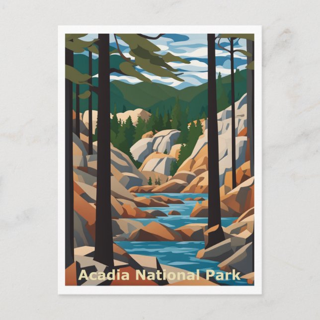 Acadia Maine Abstract Graphic Art Design  Postcard (Front)